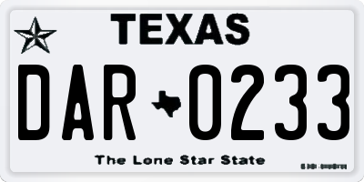 TX license plate DAR0233
