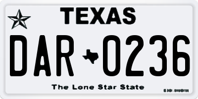 TX license plate DAR0236