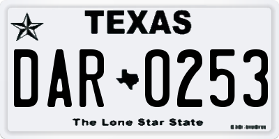 TX license plate DAR0253