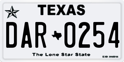TX license plate DAR0254