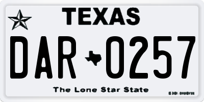 TX license plate DAR0257