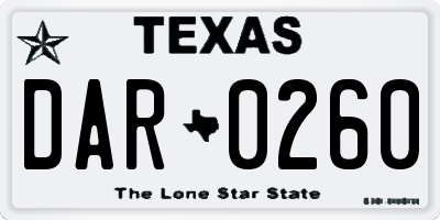 TX license plate DAR0260