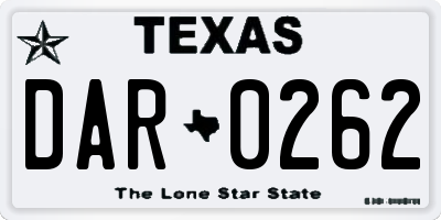 TX license plate DAR0262