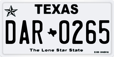 TX license plate DAR0265