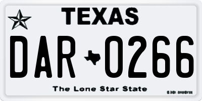 TX license plate DAR0266