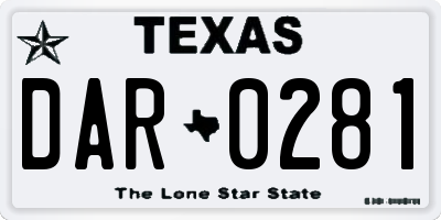 TX license plate DAR0281