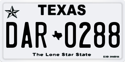 TX license plate DAR0288