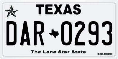 TX license plate DAR0293