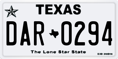 TX license plate DAR0294