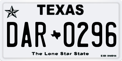 TX license plate DAR0296