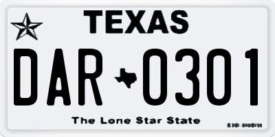 TX license plate DAR0301