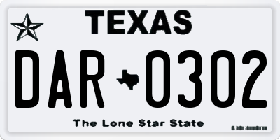 TX license plate DAR0302