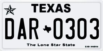 TX license plate DAR0303