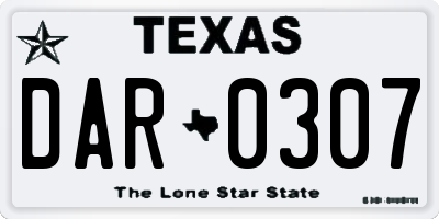 TX license plate DAR0307