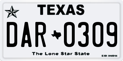 TX license plate DAR0309