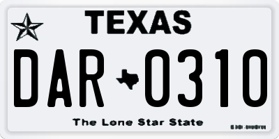 TX license plate DAR0310