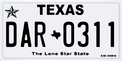 TX license plate DAR0311