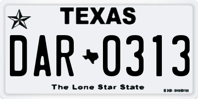 TX license plate DAR0313