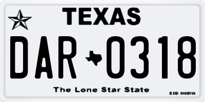 TX license plate DAR0318