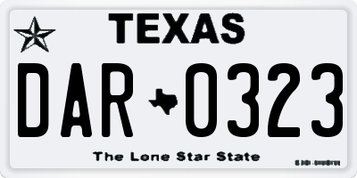 TX license plate DAR0323