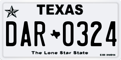 TX license plate DAR0324