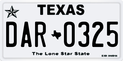 TX license plate DAR0325