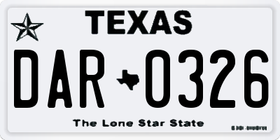 TX license plate DAR0326