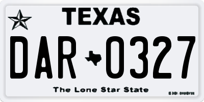 TX license plate DAR0327