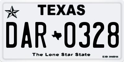 TX license plate DAR0328