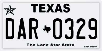 TX license plate DAR0329