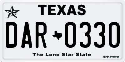 TX license plate DAR0330