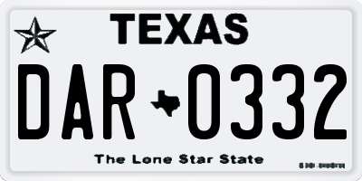 TX license plate DAR0332