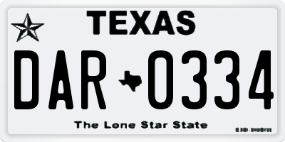 TX license plate DAR0334