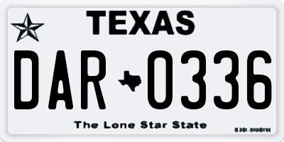 TX license plate DAR0336