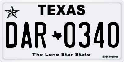 TX license plate DAR0340