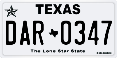 TX license plate DAR0347