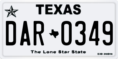 TX license plate DAR0349