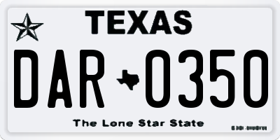 TX license plate DAR0350