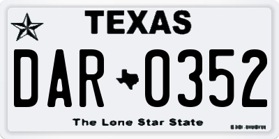 TX license plate DAR0352