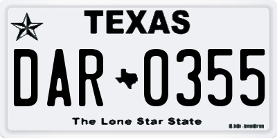 TX license plate DAR0355