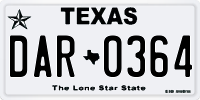 TX license plate DAR0364