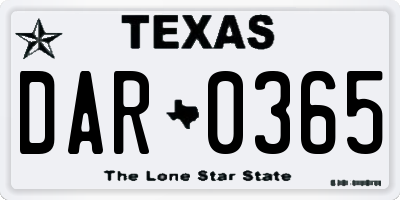 TX license plate DAR0365