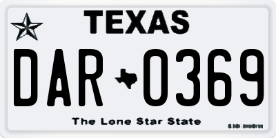 TX license plate DAR0369