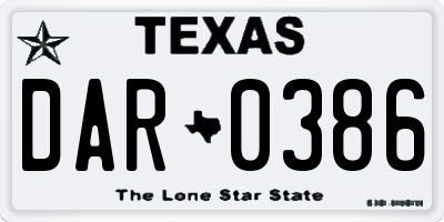 TX license plate DAR0386