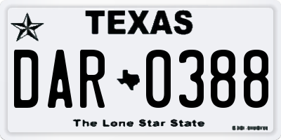 TX license plate DAR0388