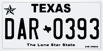 TX license plate DAR0393