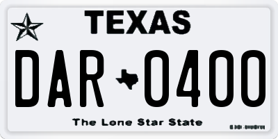 TX license plate DAR0400
