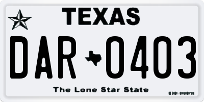 TX license plate DAR0403