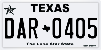 TX license plate DAR0405