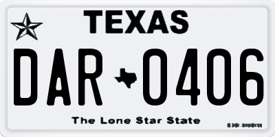 TX license plate DAR0406
